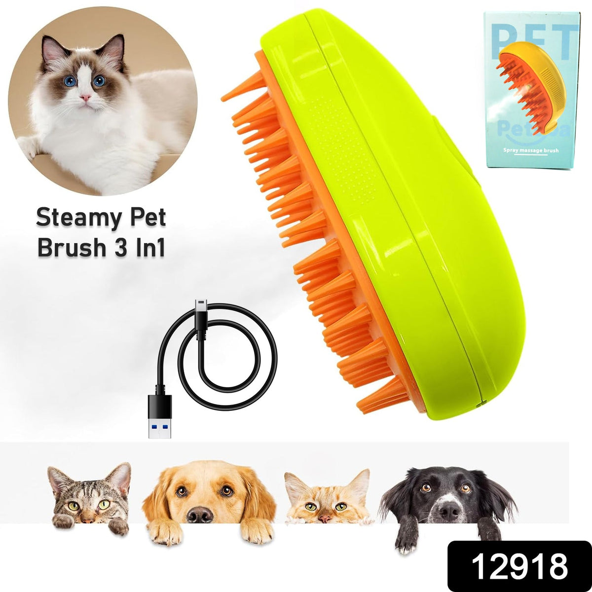 Nuvara Purr 3-in-1 cat steam grooming brush