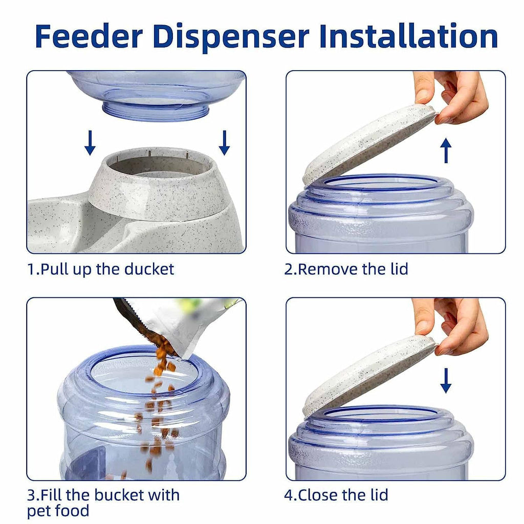 Steady gravity pet feeder in use