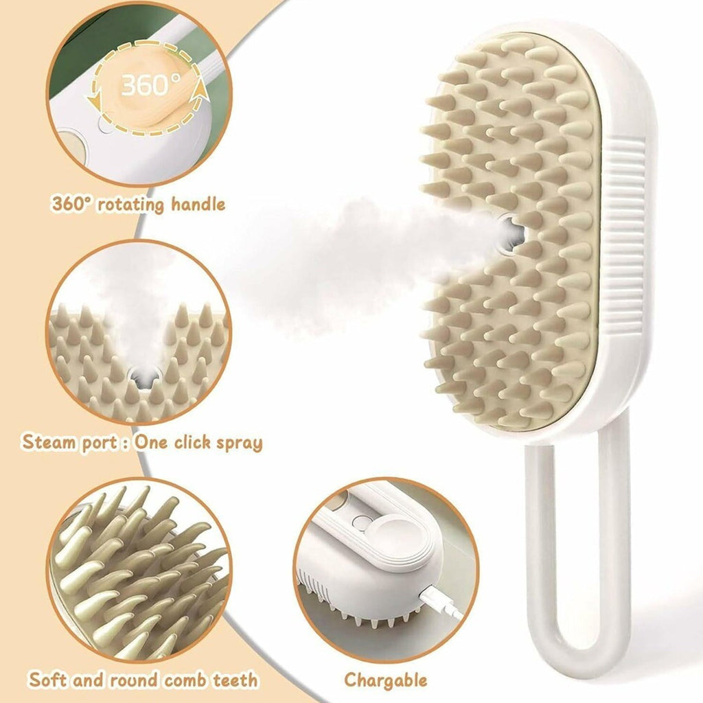 Nuvara Soothe electric pet steam grooming brush