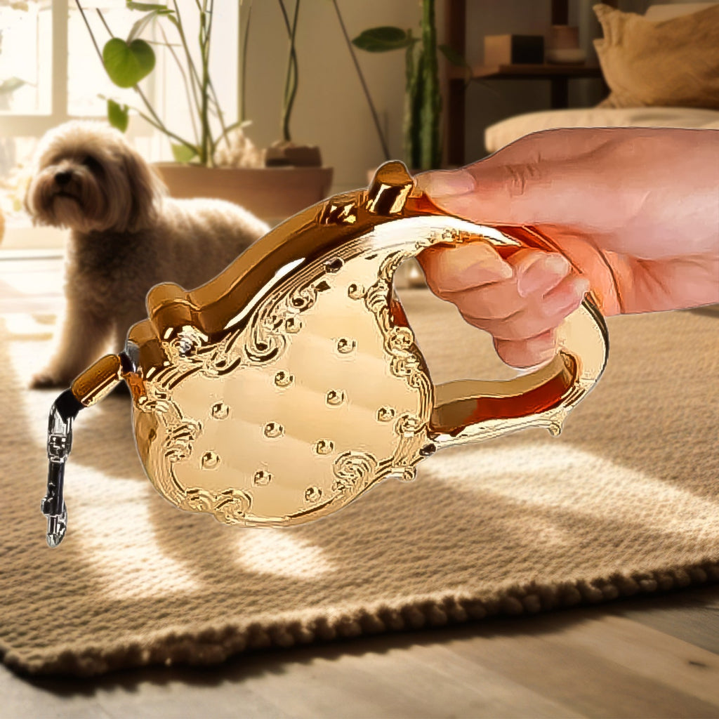 Range retractable leash in use on a walk