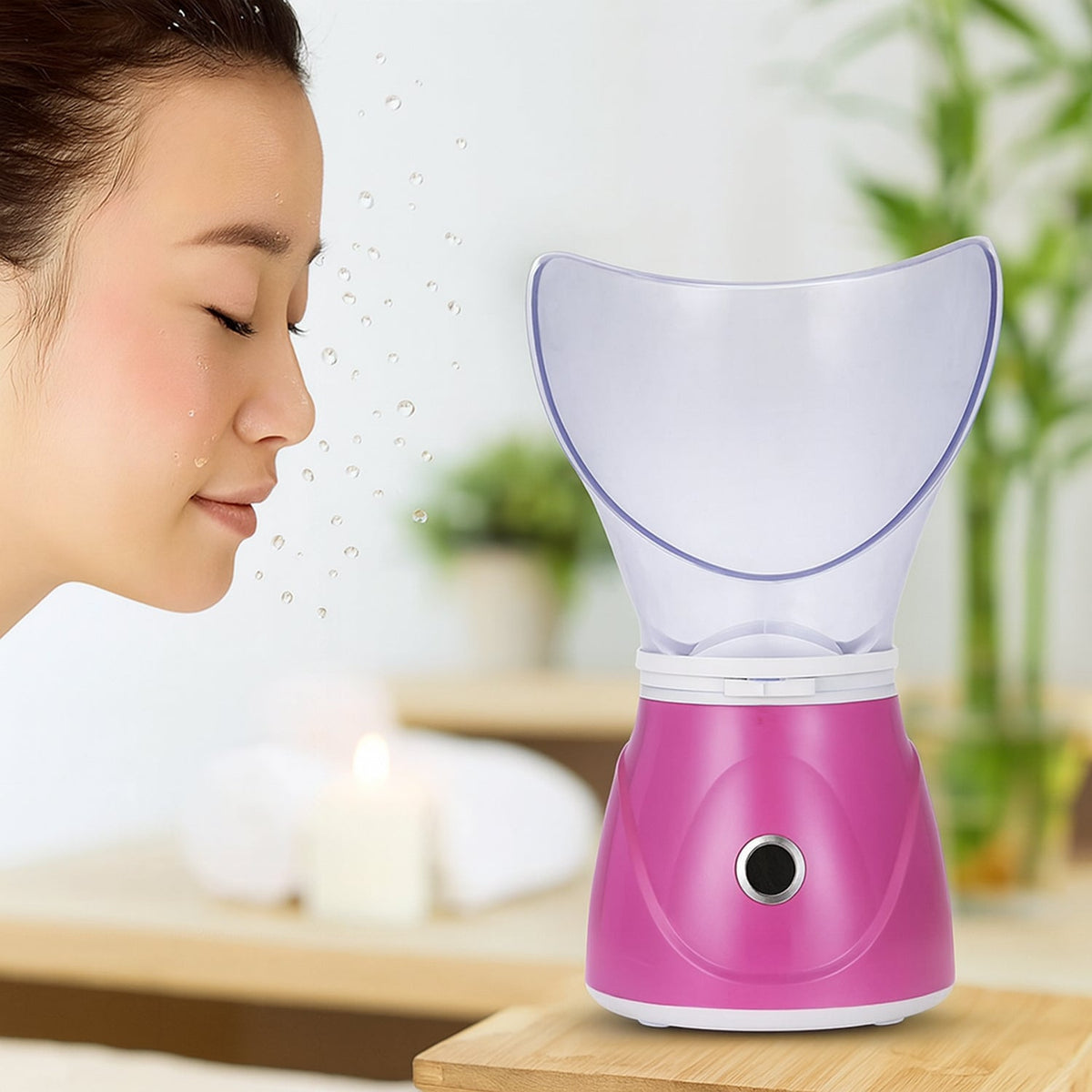 Mist facial steamer in use