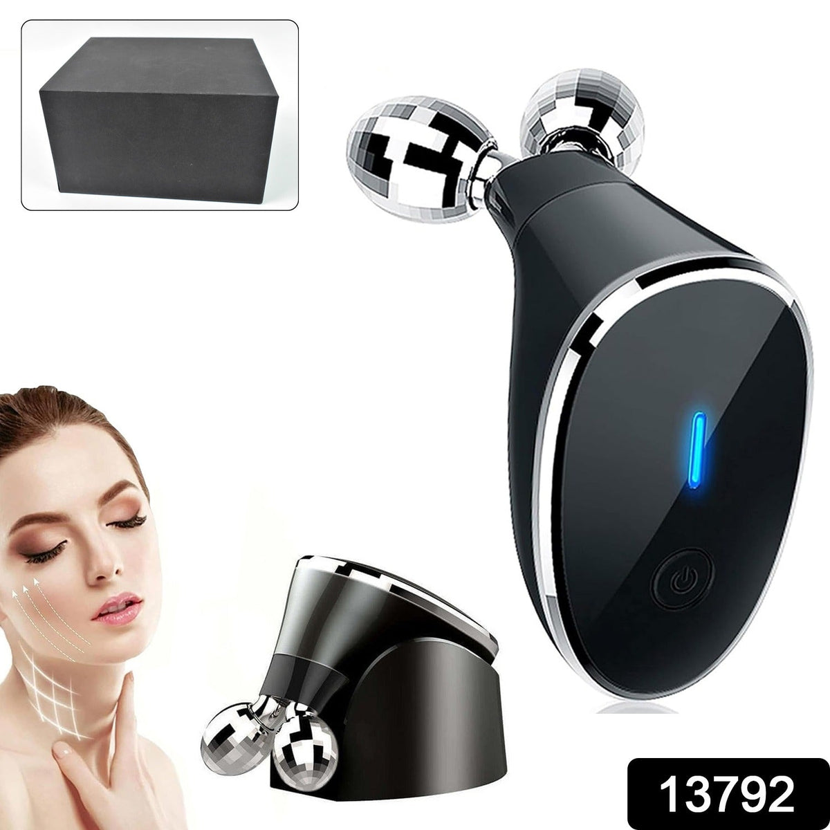 Lumen microcurrent face massager roller heads in detail
