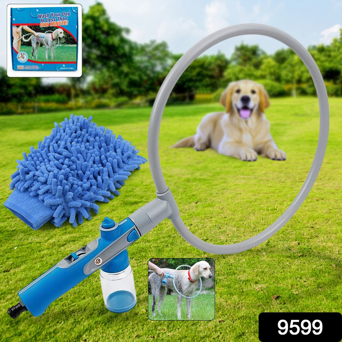 Rinse ring sprayer shown with microfibre glove